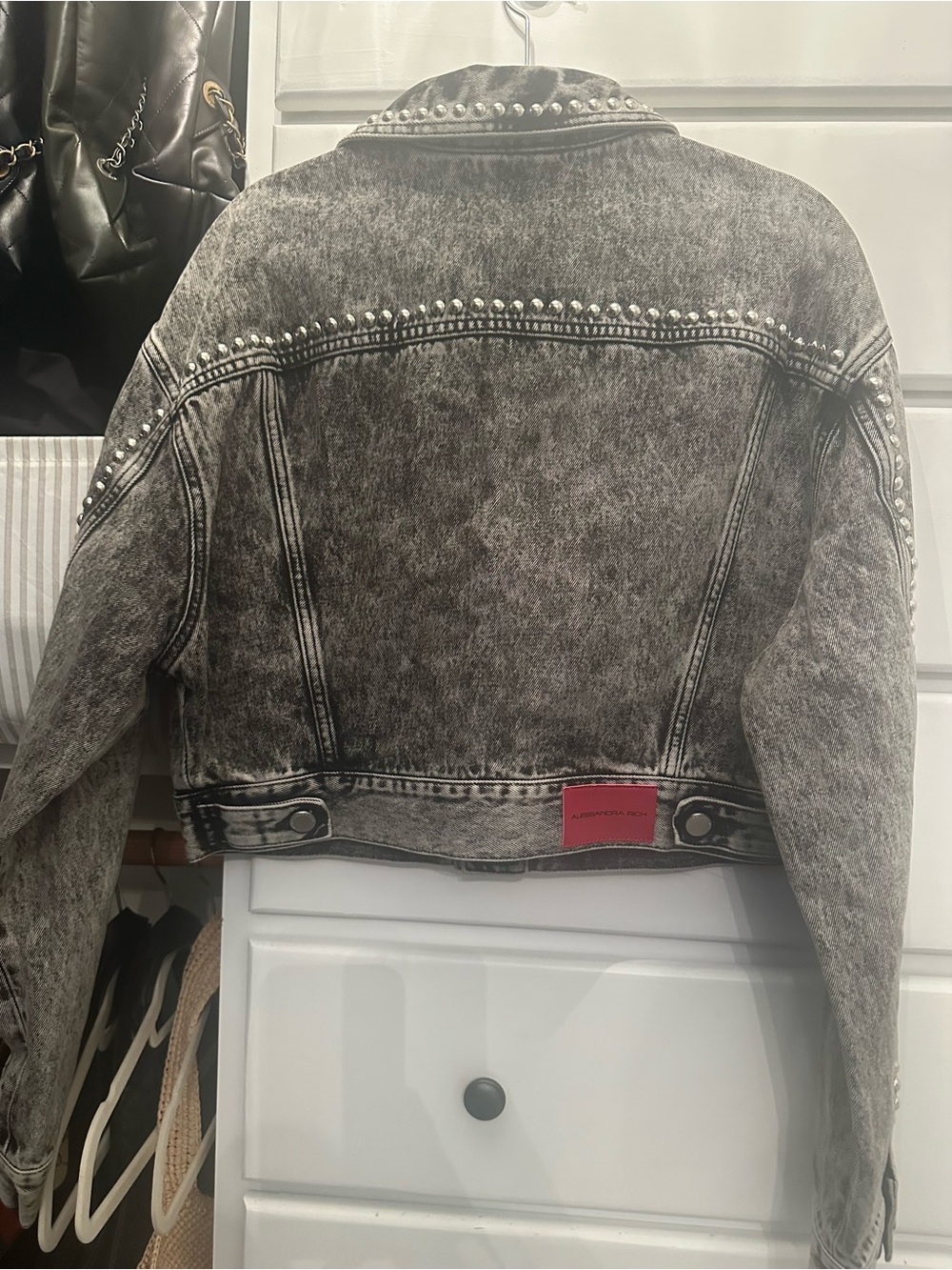 Alessandra Rich Black Washed Studded Denim Jacket - Picture 4 of 4